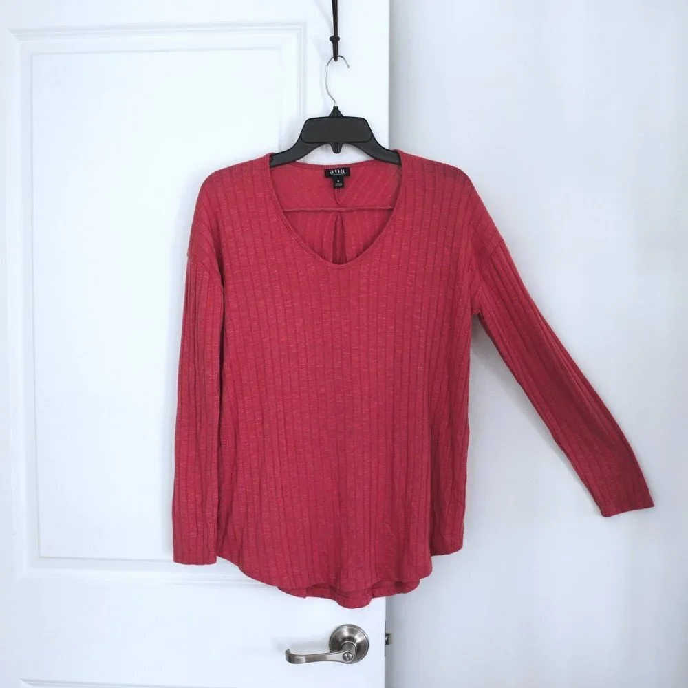a.n.a. Ribbed Scoop Neck Sweater Pink Size M